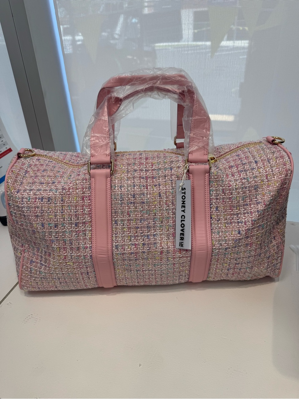 Libby Stoney Clover Lane Pink Tweed 3 Piece Set  with Gold Hardware - Picture 10 of 16